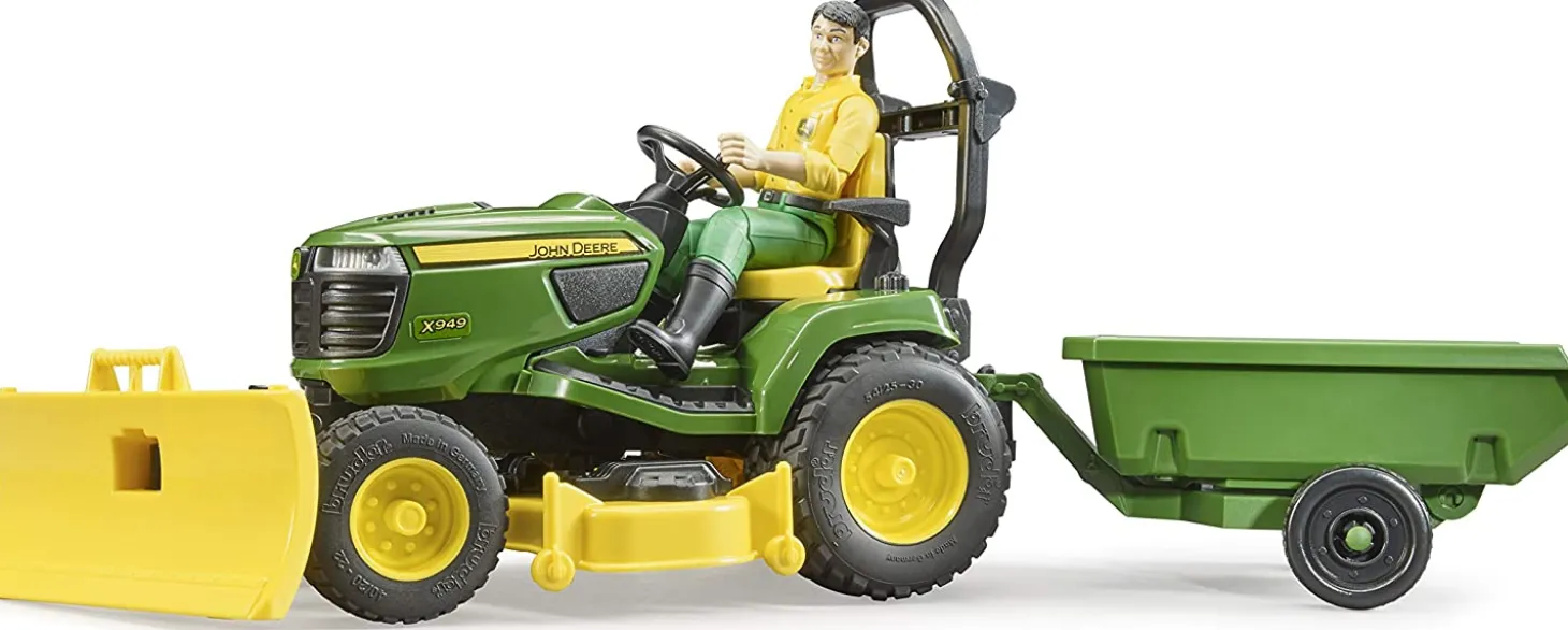 Bruder bworld John Deere X949 Lawn Tractor with Trailer and bworld Figure