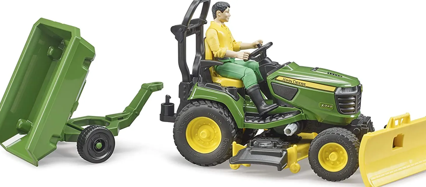 Bruder bworld John Deere X949 Lawn Tractor with Trailer and bworld Figure