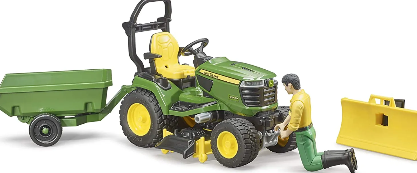 Bruder bworld John Deere X949 Lawn Tractor with Trailer and bworld Figure
