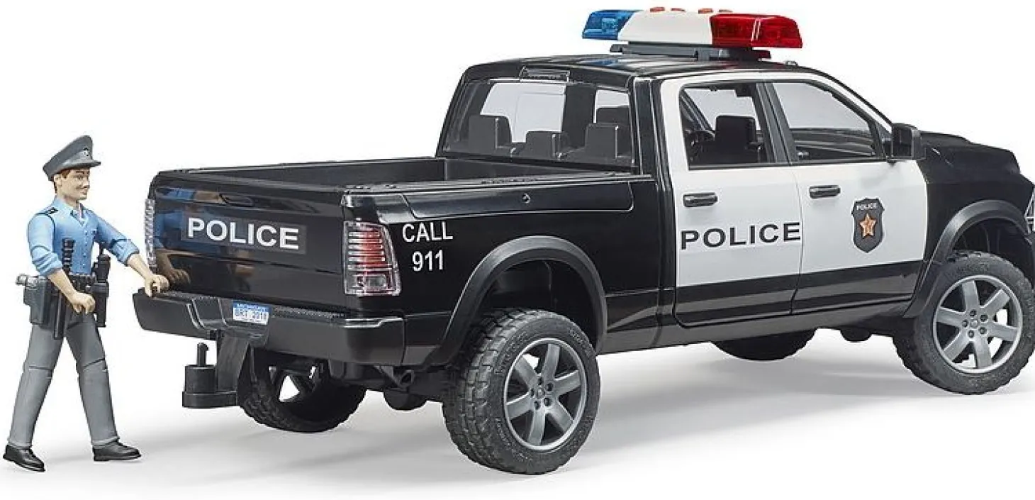 Bruder Dodge RAM 2500 Police Pickup Truck with Policeman Action Figure, Light & Sound Module
