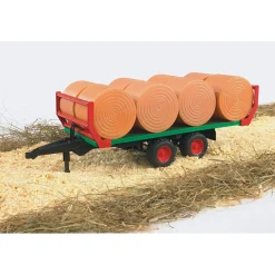 Bruder Hay Bale Transport Trailer with 8 Round Hay Bales