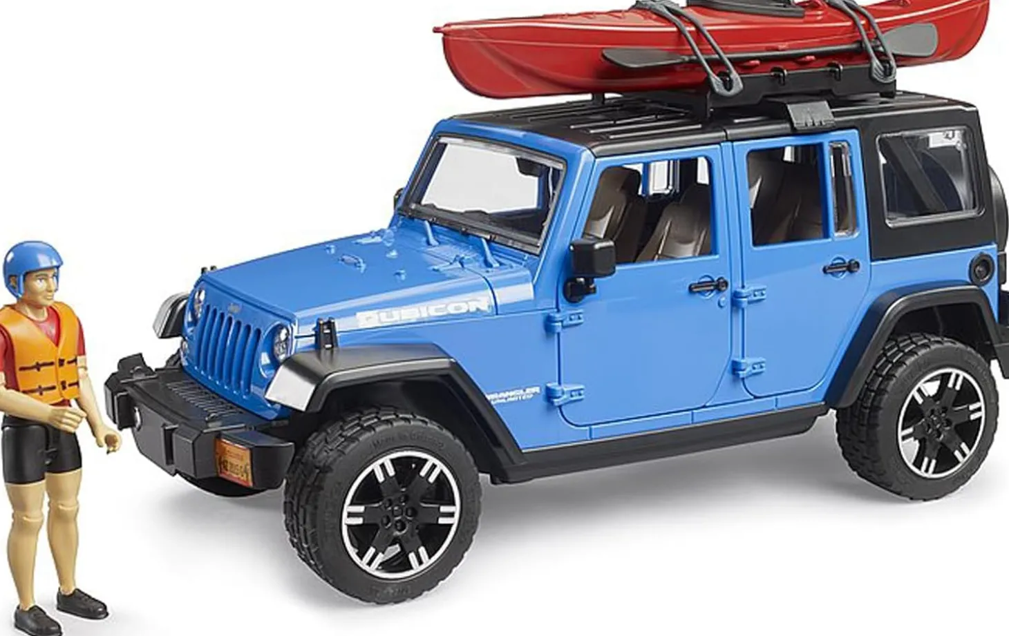 Bruder Jeep Wrangler Rubicon Unlimited with Kayak and Kayaker