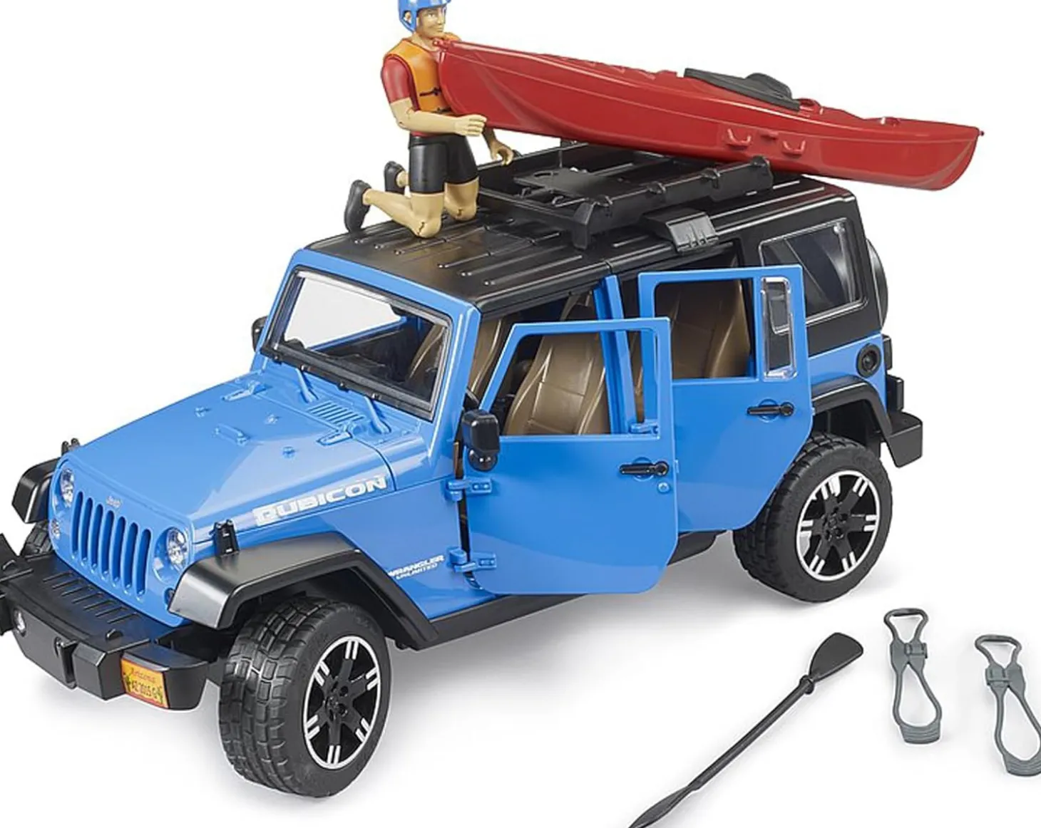 Bruder Jeep Wrangler Rubicon Unlimited with Kayak and Kayaker