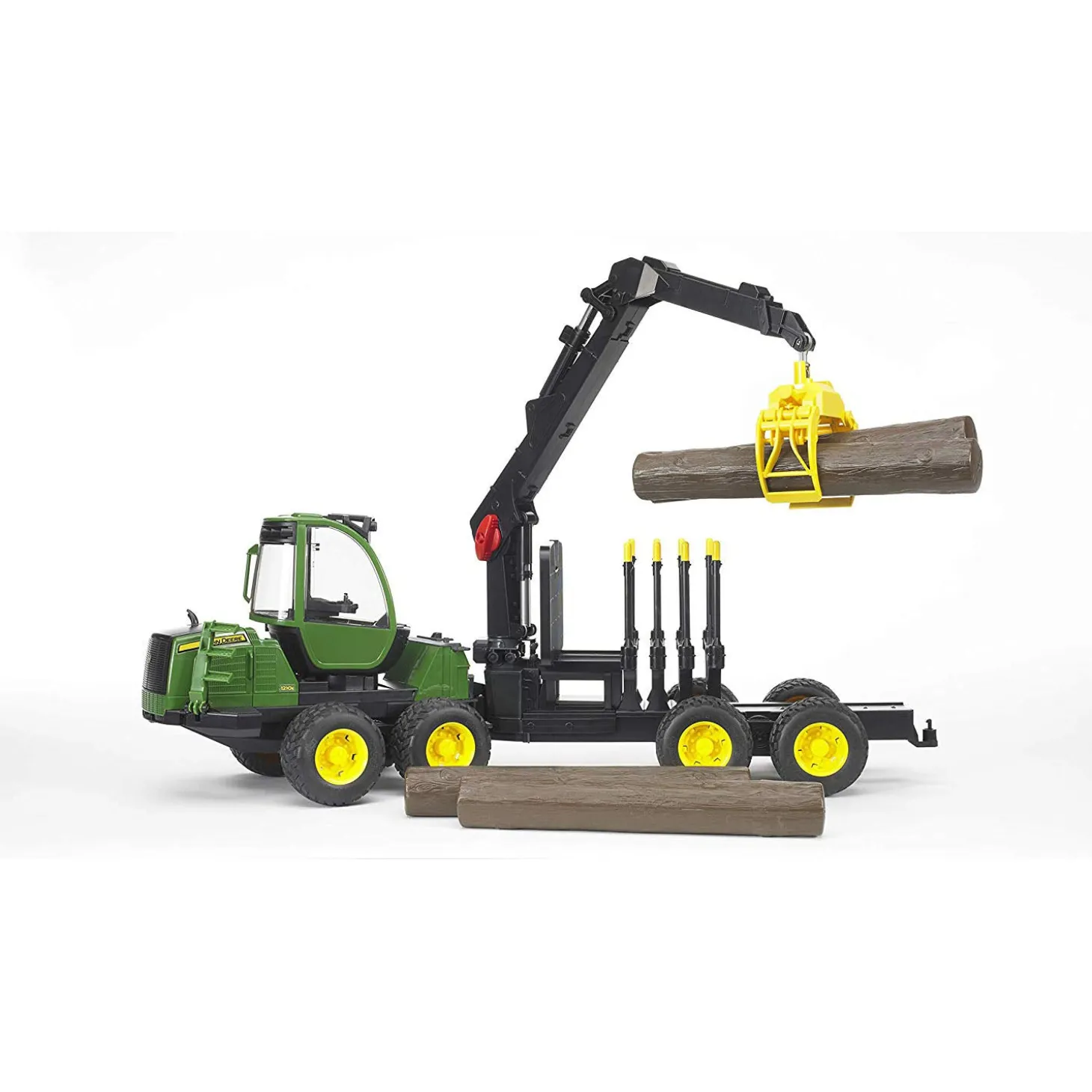 Bruder John Deere 1210e Log Hauler, Trailer, 4 Trunks and Grabber