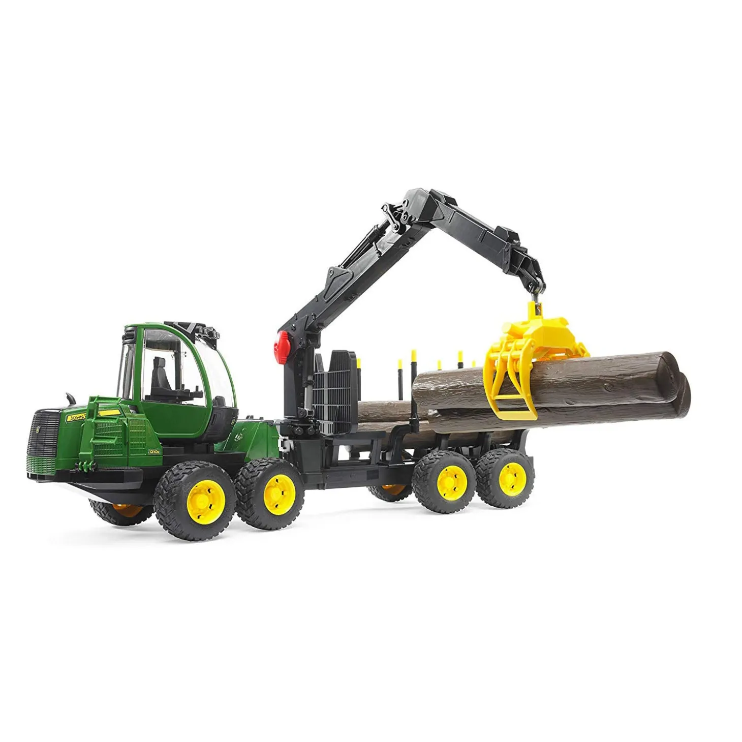 Bruder John Deere 1210e Log Hauler, Trailer, 4 Trunks and Grabber
