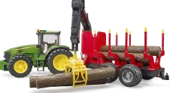 Bruder John Deere 7R 350 with Forestry Trailer and 4 Trunks