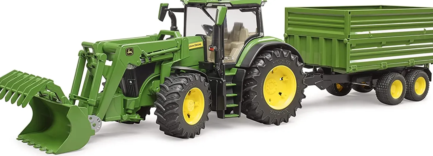 Bruder John Deere 7R 350 with Frontloader and Trailer