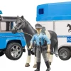 Bruder Land Rover Police Truck with Horse Trailer, Horse and Policeman, Light and Sound Module