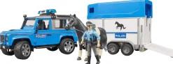 Bruder Land Rover Police Truck with Horse Trailer, Horse and Policeman, Light and Sound Module