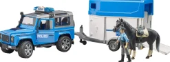Bruder Land Rover Police Truck with Horse Trailer, Horse and Policeman, Light and Sound Module