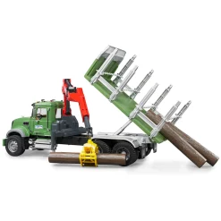 Bruder MACK Granite Timber Truck with Loading Crane and 3 Tree Trunk Logs, 02824