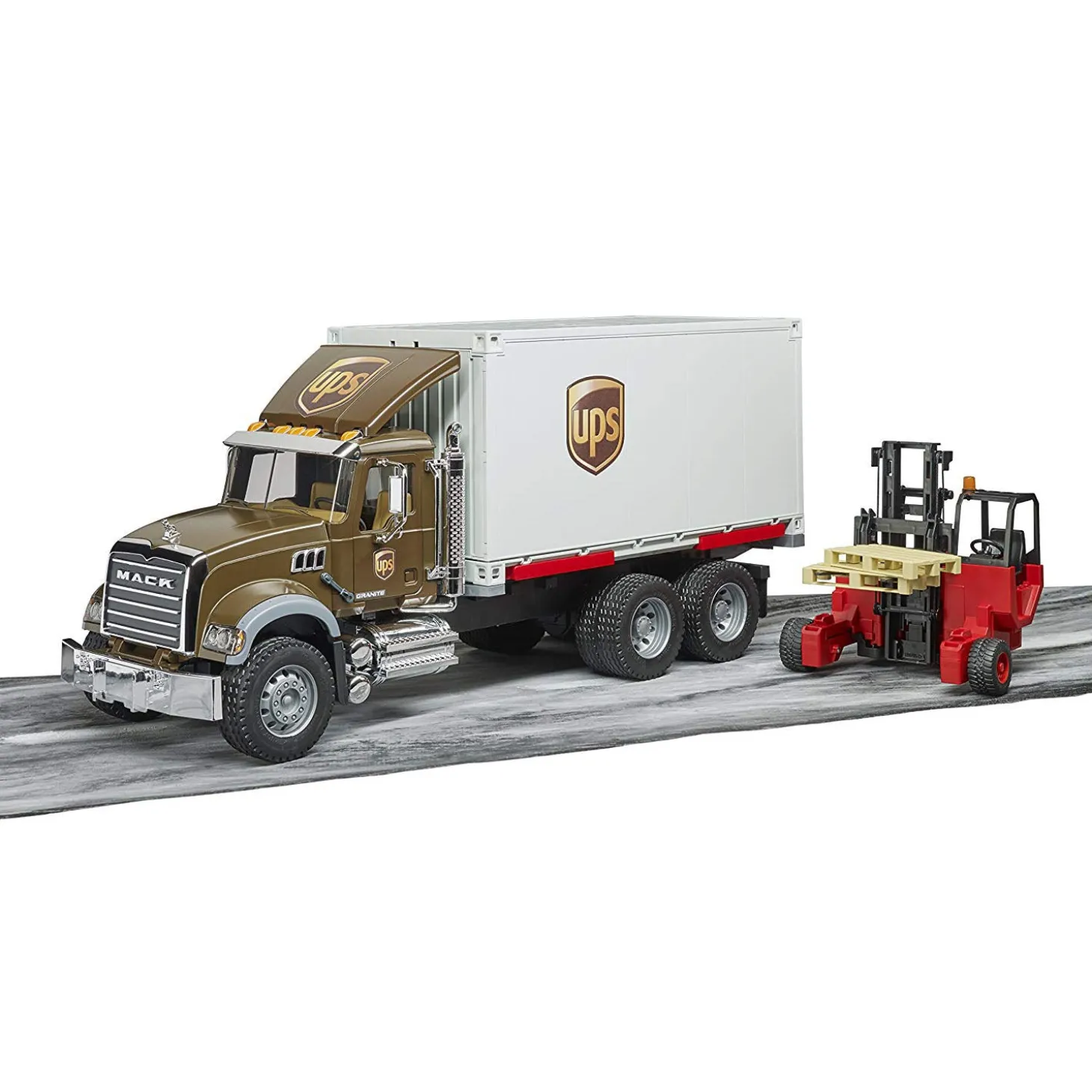 Bruder MACK Granite UPS Logistics Truck with Forklift, 02828