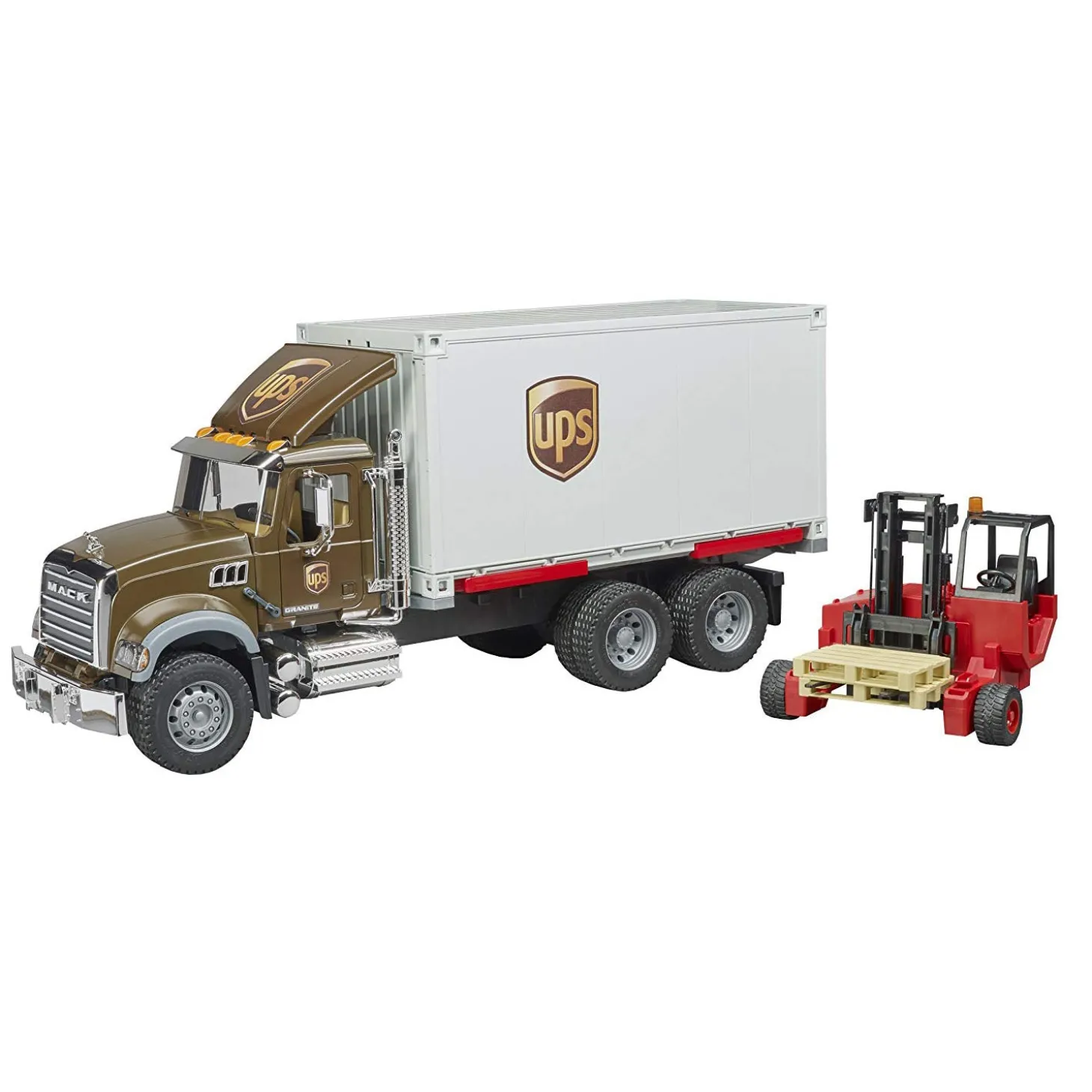 Bruder MACK Granite UPS Logistics Truck with Forklift, 02828