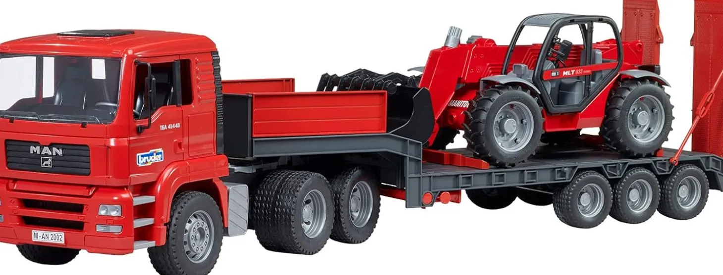 Bruder Man TGA Low Loader Truck with Manitou Loader