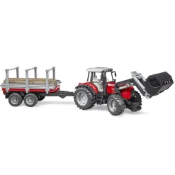 Bruder Massey Ferguson 7480 W Frontloader and Logging Trailer