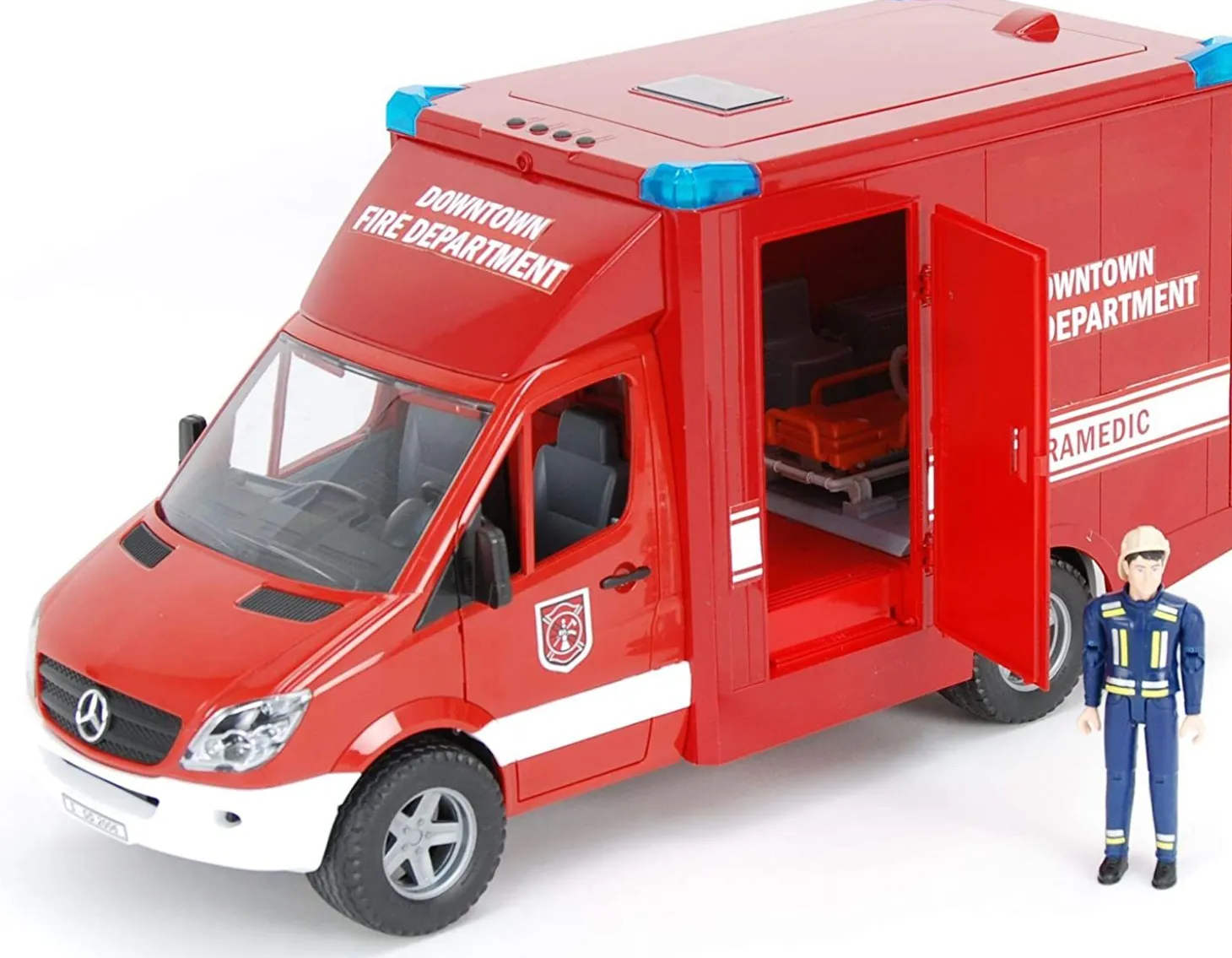 Bruder MB Sprinter Ambulance with Paramedic Fireman Figure, Integrated Light & Sound Module