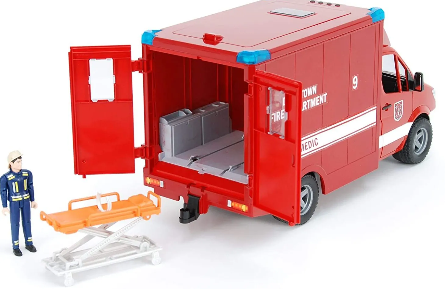 Bruder MB Sprinter Ambulance with Paramedic Fireman Figure, Integrated Light & Sound Module
