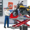 Bruder Motorcycle Service Shop with Scrambler Ducati Full Throttle and Action Figure