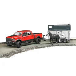 Bruder RAM 2500 Pickup Truck w Horse Trailer and Horse
