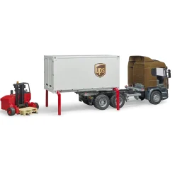Bruder SCANIA R-Series UPS Logistics Box Truck with Forklift