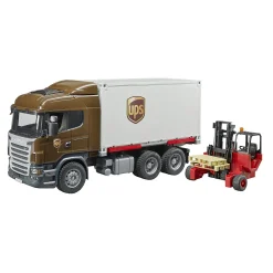 Bruder SCANIA R-Series UPS Logistics Box Truck with Forklift