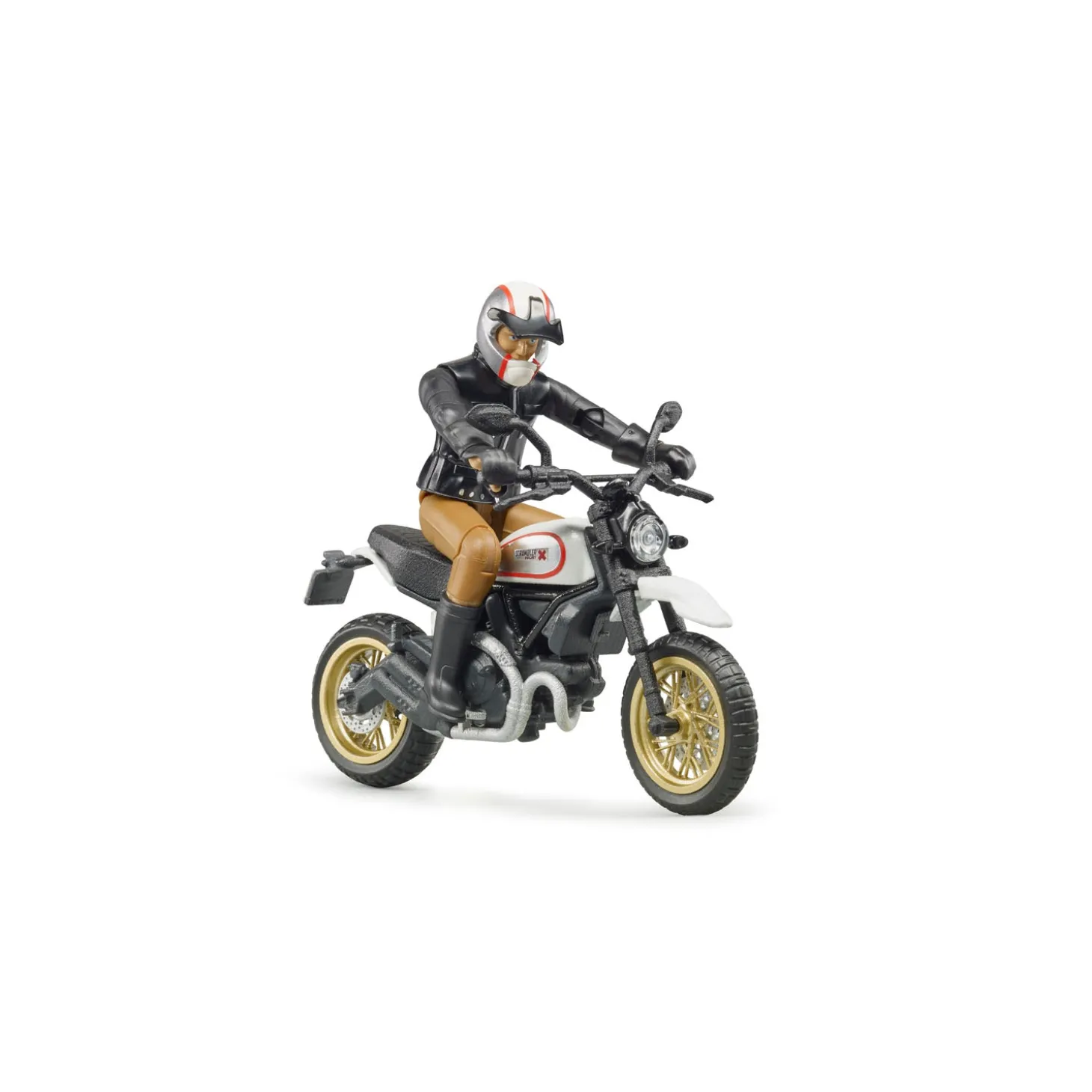 Bruder Scrambler Ducati Desert Sled Motorcycle with Driver Action Figure