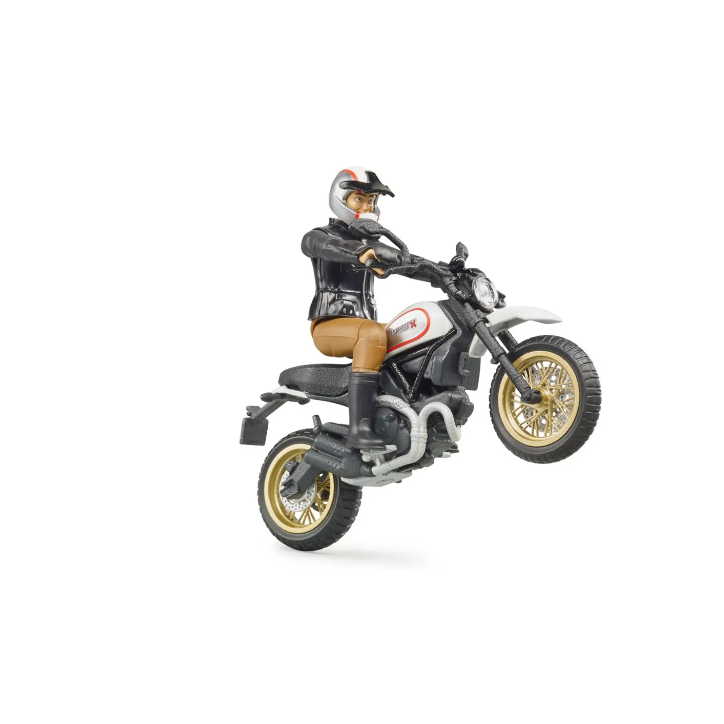 Bruder Scrambler Ducati Desert Sled Motorcycle with Driver Action Figure