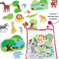 Edushape Magic Creations Bathtub Foam Stickers, Jungle Fun, 17 Piece Set