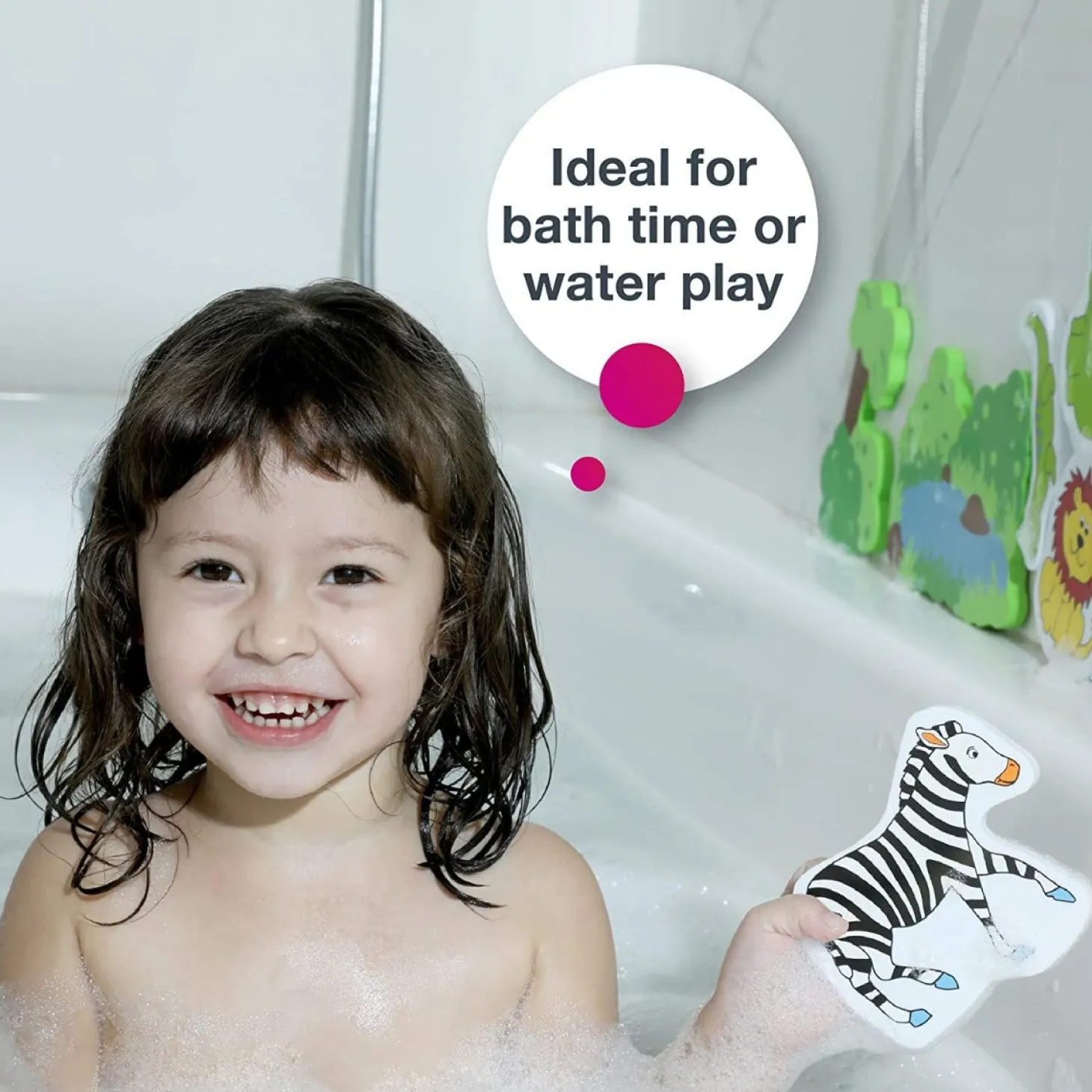 Edushape Magic Creations Bathtub Foam Stickers, Jungle Fun, 17 Piece Set