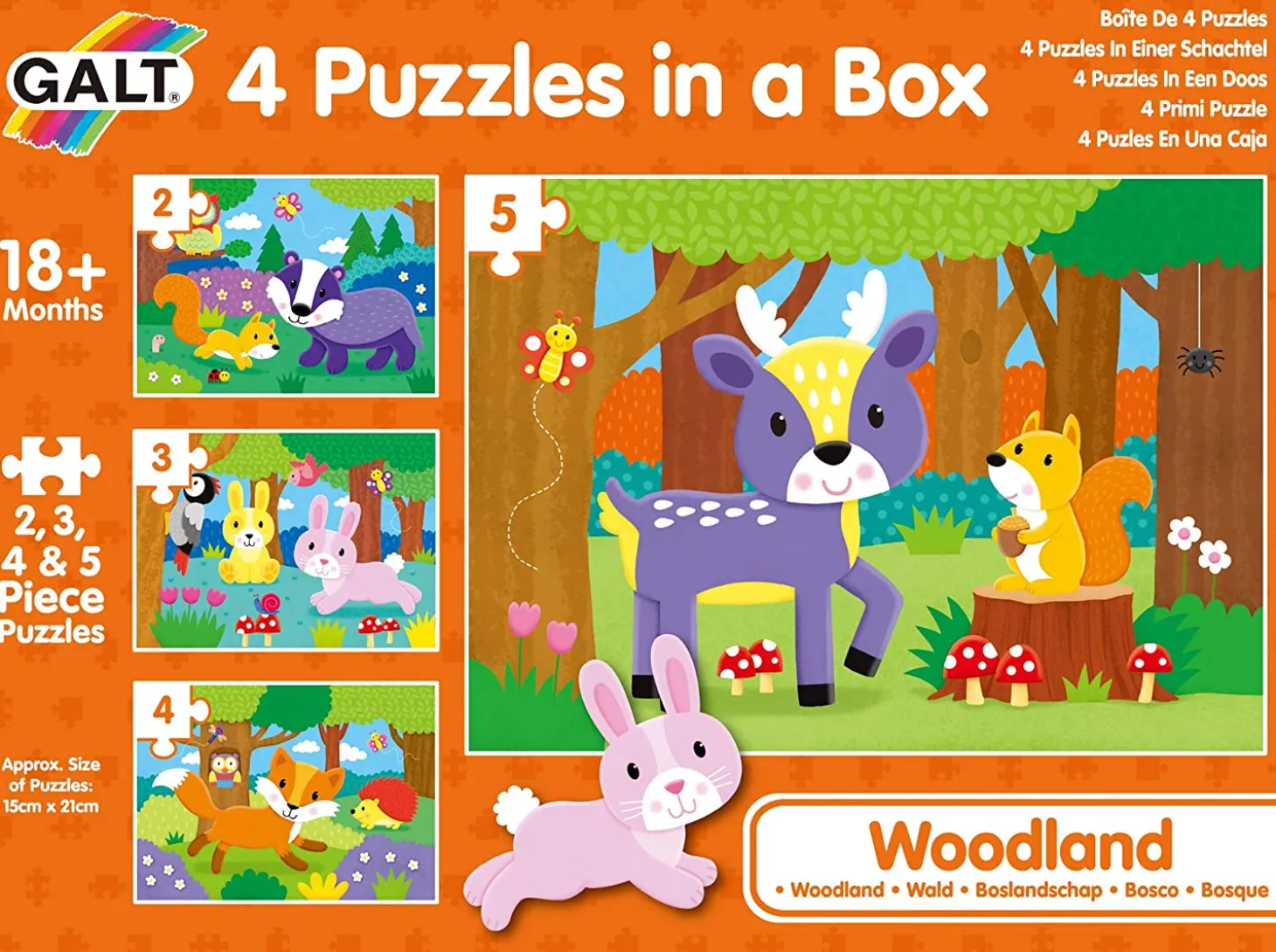 Galt 4 Puzzles In A Box - Woodland