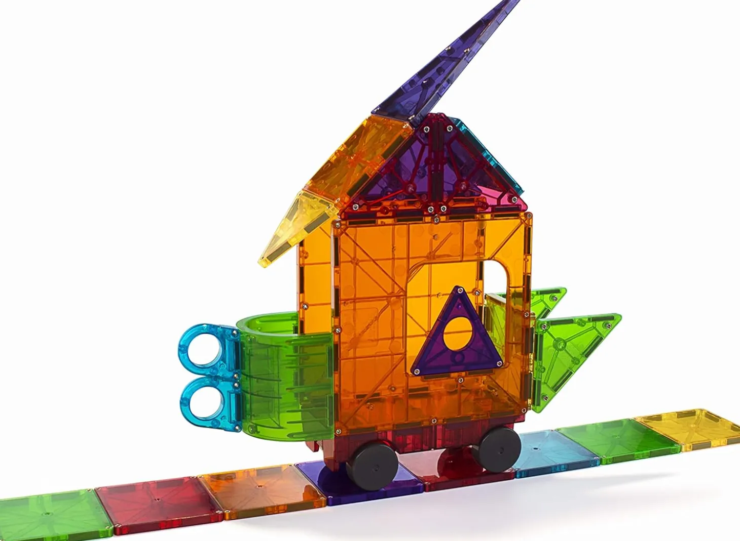MAGNA-TILES DX Clear Colors Magnetic Construction Deluxe Set - 48 Piece