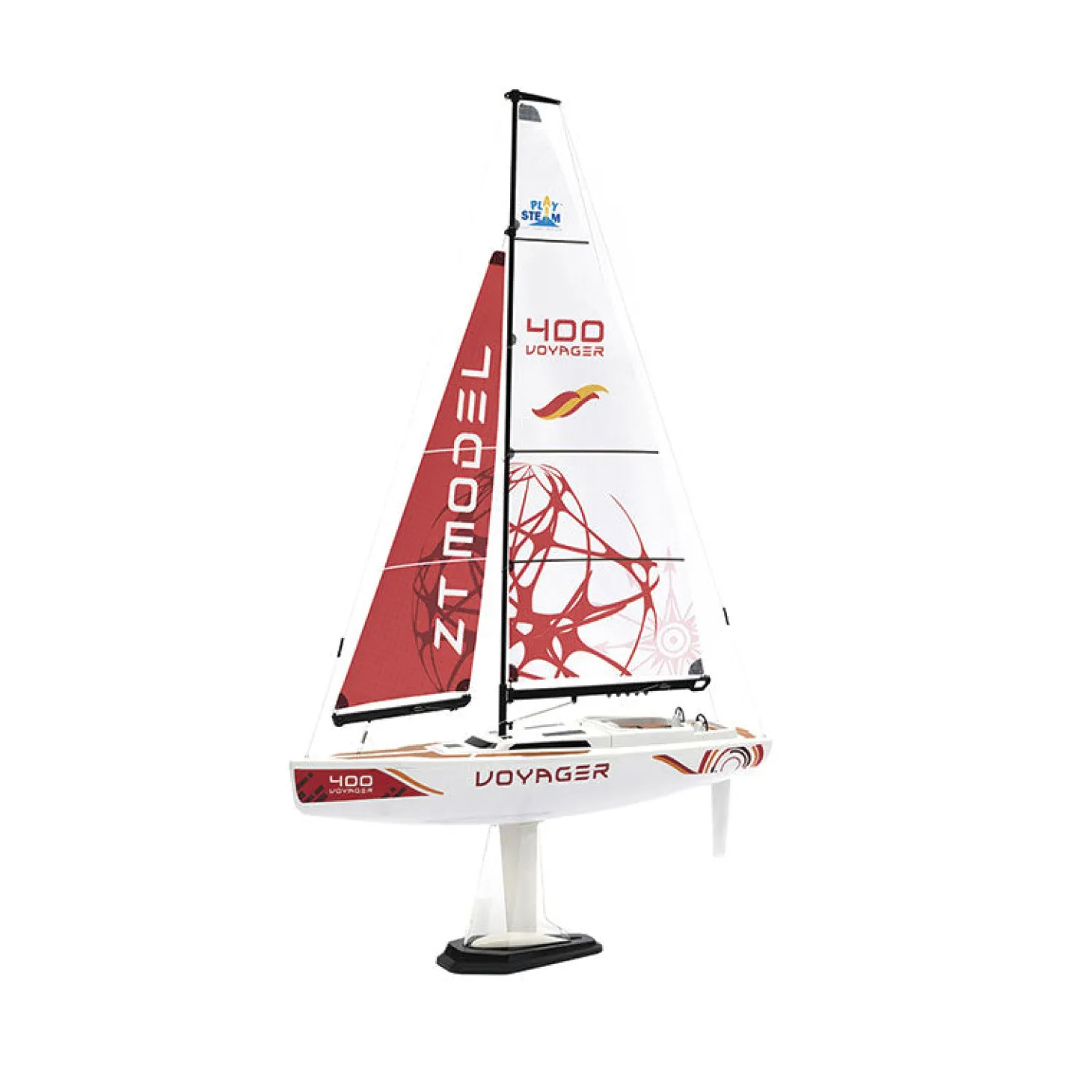 Playsteam Voyager 400 Motor-Power RC Sailboat - 21 in, Red