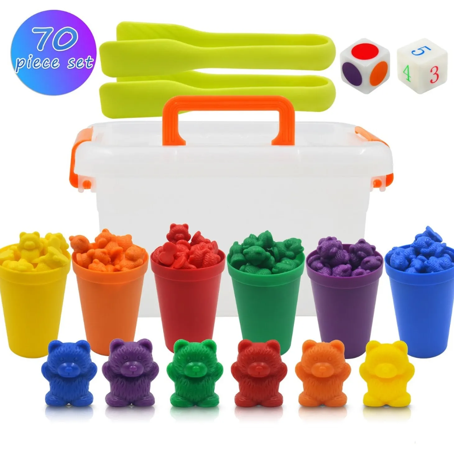 Templeton Educational Counting & Sorting Bears Kit, 70 Piece Super Value Set, Fun Math Manipulative for Home, School, Classroom