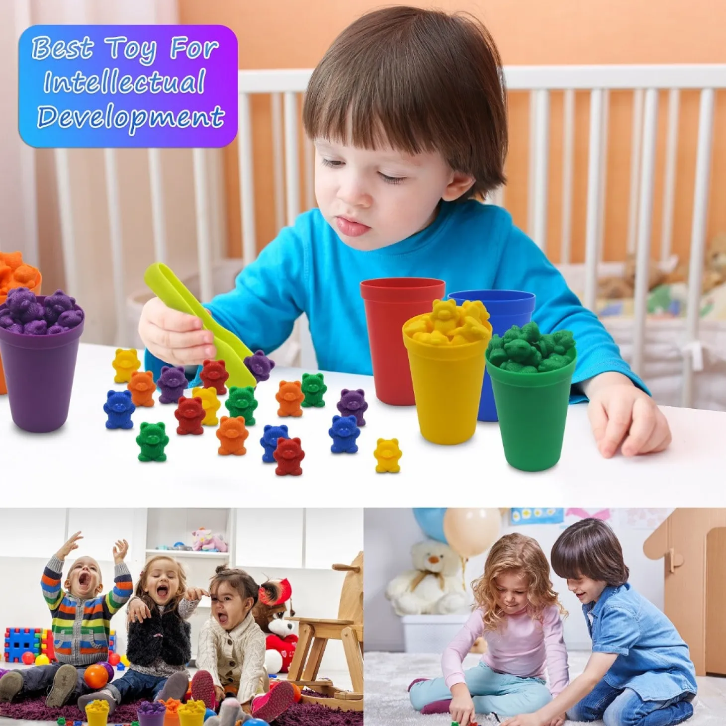 Templeton Educational Counting & Sorting Bears Kit, 70 Piece Super Value Set, Fun Math Manipulative for Home, School, Classroom